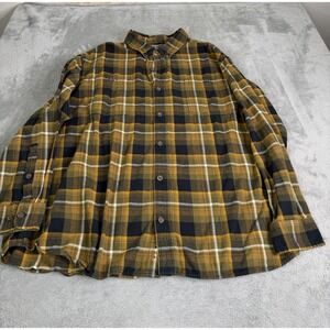 Duluth Trading Company Flannel Button Down Shirt Men's Size 3XL Yellow Plaid